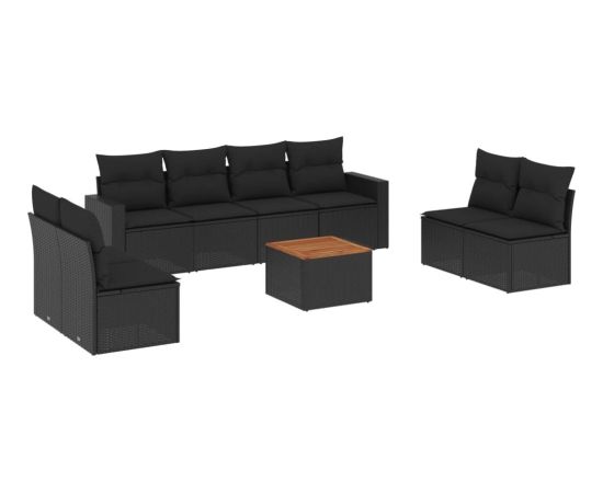 vidaXL 9-cz. zestaw wypoczynkowy do ogrodu, z poduszkami, czarny Dārza mēbeļu komplekti