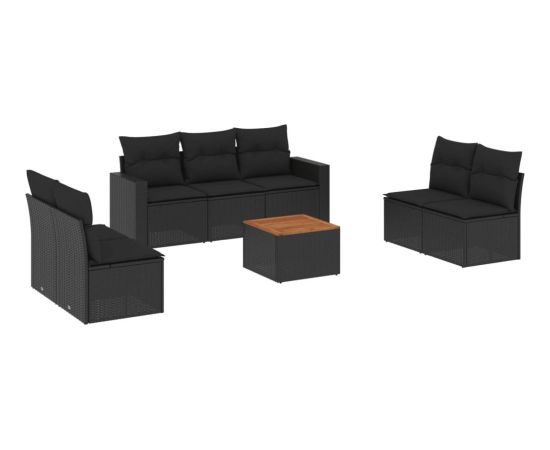 vidaXL 8-cz. zestaw wypoczynkowy do ogrodu, z poduszkami, czarny Dārza mēbeļu komplekti