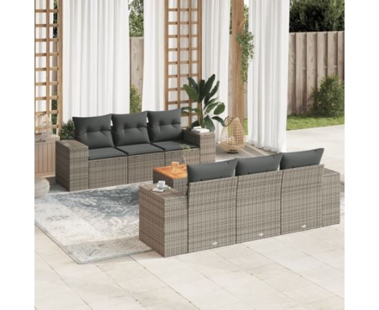 vidaXL 7-cz. zestaw wypoczynkowy do ogrodu, z poduszkami, szary Dārza mēbeļu komplekti