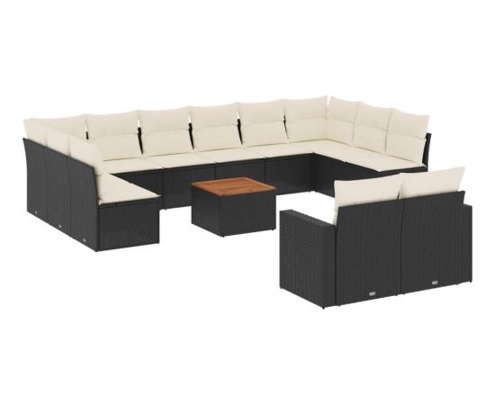 vidaXL 13-cz. zestaw mebli do ogrodu, poduszki, czarny, rattan PE Dārza mēbeļu komplekti