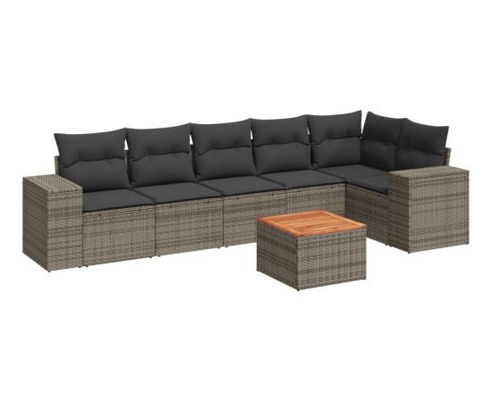 vidaXL 7-cz. zestaw wypoczynkowy do ogrodu, z poduszkami, szary Dārza mēbeļu komplekti