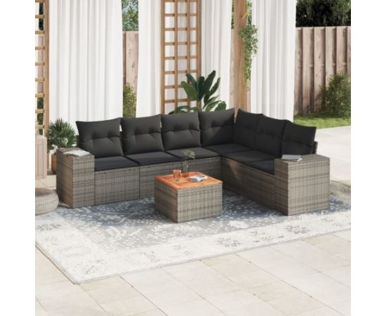 vidaXL 7-cz. zestaw wypoczynkowy do ogrodu, z poduszkami, szary Dārza mēbeļu komplekti