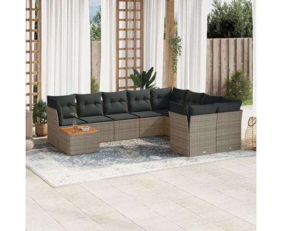 vidaXL 10-cz. zestaw wypoczynkowy do ogrodu, z poduszkami, szary Dārza mēbeļu komplekti