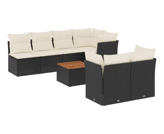 vidaXL 8-cz. zestaw wypoczynkowy do ogrodu, z poduszkami, czarny Dārza mēbeļu komplekti