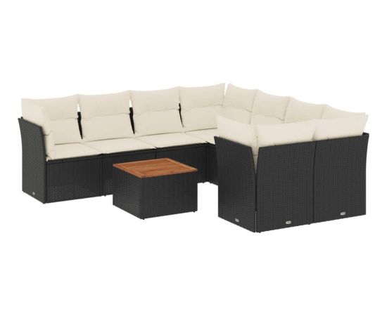 vidaXL 9-cz. zestaw wypoczynkowy do ogrodu, z poduszkami, czarny Dārza mēbeļu komplekti