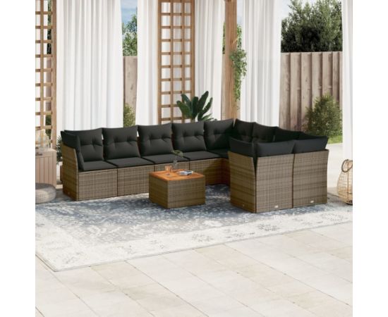 vidaXL 10-cz. zestaw wypoczynkowy do ogrodu, z poduszkami, szary Dārza mēbeļu komplekti