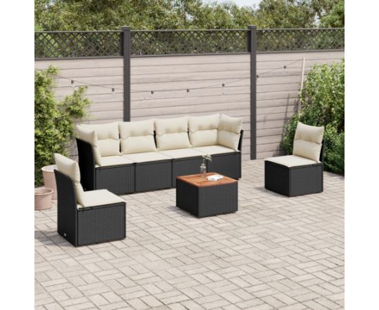 vidaXL 7-cz. zestaw wypoczynkowy do ogrodu, z poduszkami, czarny Dārza mēbeļu komplekti