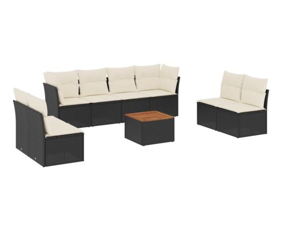 vidaXL 9-cz. zestaw wypoczynkowy do ogrodu, z poduszkami, czarny Dārza mēbeļu komplekti