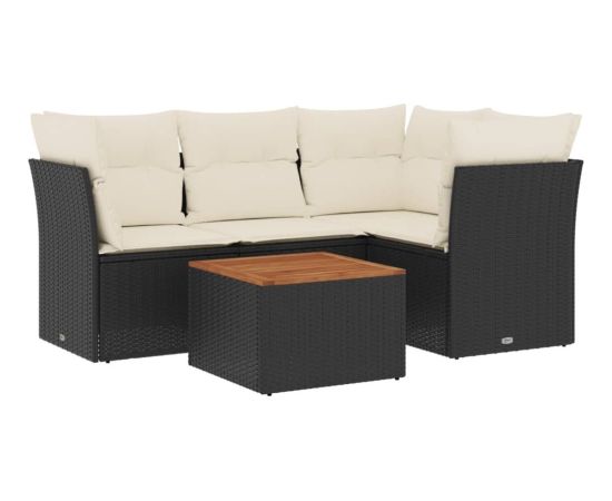 vidaXL 5-cz. zestaw wypoczynkowy do ogrodu, poduszki, czarny rattan PE Dārza mēbeļu komplekti