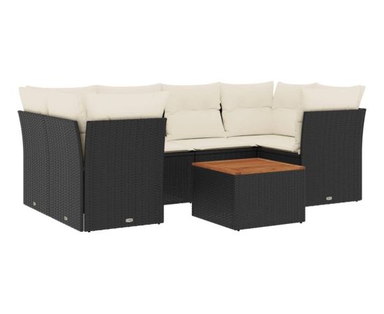 vidaXL 7-cz. zestaw wypoczynkowy do ogrodu, z poduszkami, czarny Dārza mēbeļu komplekti