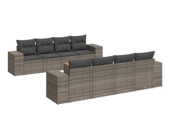 vidaXL 9-cz. zestaw mebli ogrodowych z poduszkami, szary, polirattan Dārza mēbeļu komplekti