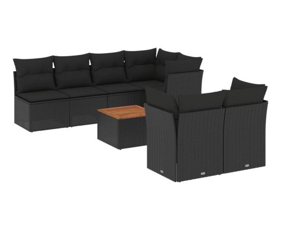 vidaXL 8-cz. zestaw wypoczynkowy do ogrodu, z poduszkami, czarny Dārza mēbeļu komplekti