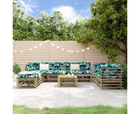 vidaXL 9-cz. zestaw mebli ogrodowych, impregnowane drewno sosnowe Dārza mēbeļu komplekti