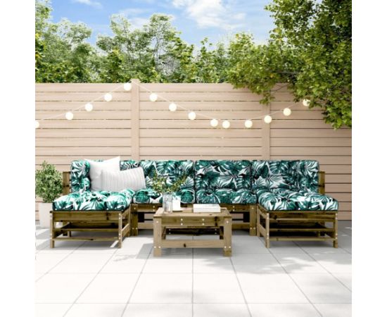 vidaXL 7-cz. zestaw mebli ogrodowych, impregnowane drewno sosnowe Dārza mēbeļu komplekti