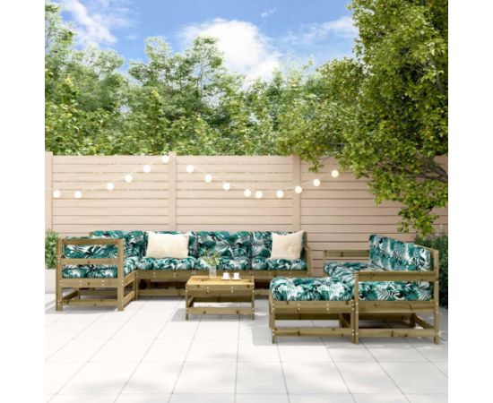 vidaXL 10-cz. zestaw mebli ogrodowych, impregnowane drewno sosnowe Dārza mēbeļu komplekti