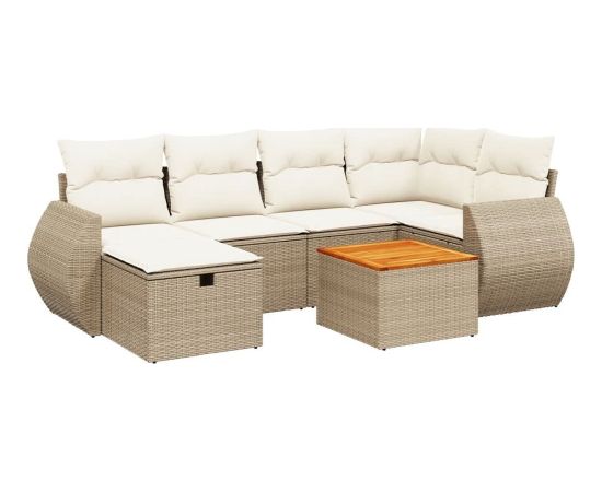 vidaXL 7-częściowy zestaw wypoczynkowy do ogrodu, z poduszkami, beżowy Dārza mēbeļu komplekti