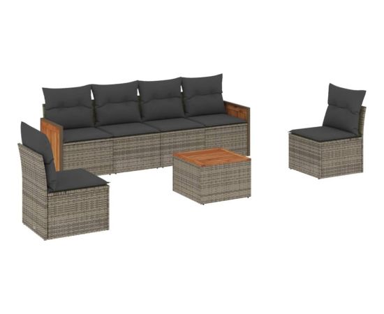 vidaXL 7-częściowy zestaw wypoczynkowy do ogrodu, z poduszkami, szary Dārza mēbeļu komplekti