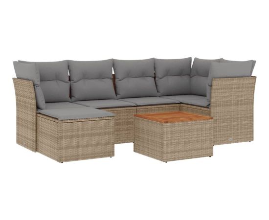 vidaXL 7-częściowy zestaw wypoczynkowy do ogrodu, z poduszkami, beżowy Dārza mēbeļu komplekti