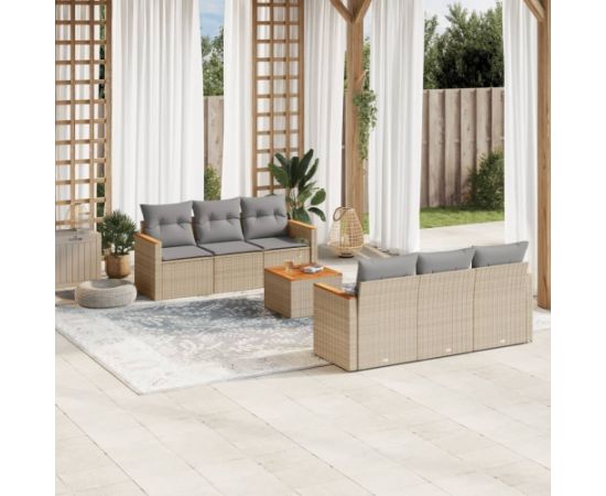 vidaXL 7-częściowy zestaw wypoczynkowy do ogrodu, z poduszkami, beżowy Dārza mēbeļu komplekti