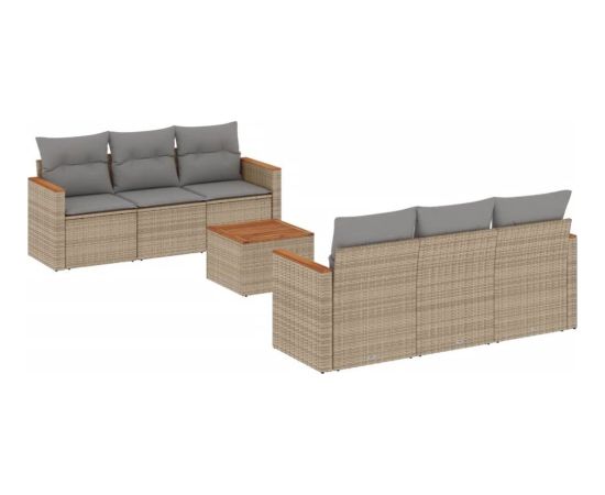 vidaXL 7-częściowy zestaw wypoczynkowy do ogrodu, z poduszkami, beżowy Dārza mēbeļu komplekti