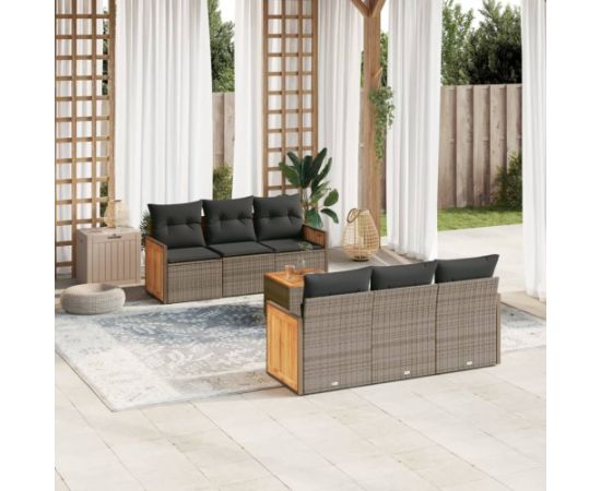 vidaXL 7-częściowy zestaw wypoczynkowy do ogrodu, z poduszkami, szary Dārza mēbeļu komplekti