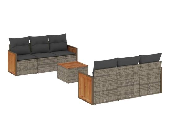 vidaXL 7-częściowy zestaw wypoczynkowy do ogrodu, z poduszkami, szary Dārza mēbeļu komplekti