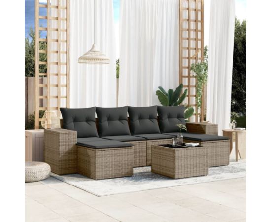 vidaXL 7-częściowy zestaw wypoczynkowy do ogrodu, z poduszkami, szary Dārza mēbeļu komplekti