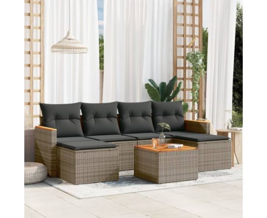 vidaXL 7-częściowy zestaw wypoczynkowy do ogrodu, z poduszkami, szary Dārza mēbeļu komplekti