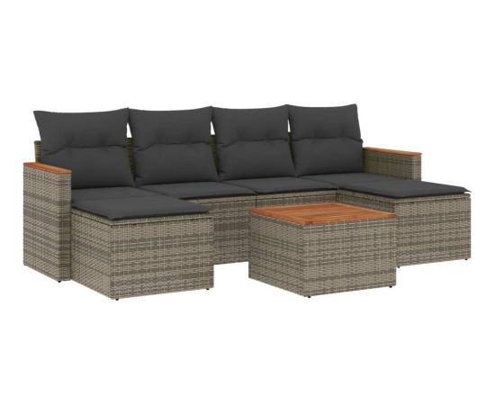 vidaXL 7-częściowy zestaw wypoczynkowy do ogrodu, z poduszkami, szary Dārza mēbeļu komplekti