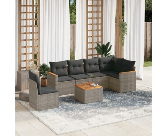 vidaXL 7-częściowy zestaw wypoczynkowy do ogrodu, z poduszkami, szary Dārza mēbeļu komplekti