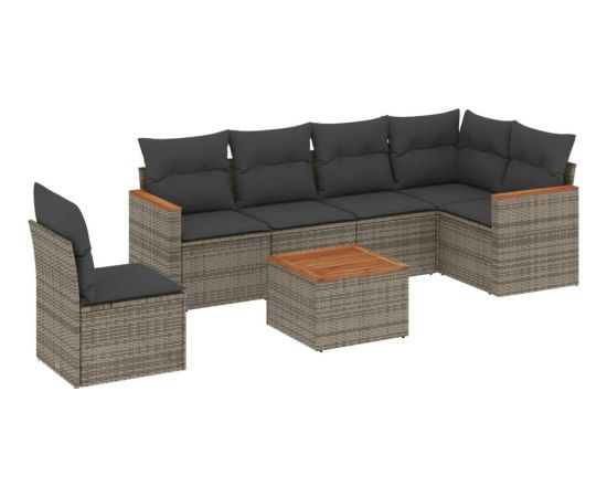 vidaXL 7-częściowy zestaw wypoczynkowy do ogrodu, z poduszkami, szary Dārza mēbeļu komplekti