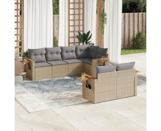 vidaXL 7-częściowy zestaw wypoczynkowy do ogrodu, z poduszkami, szary Dārza mēbeļu komplekti