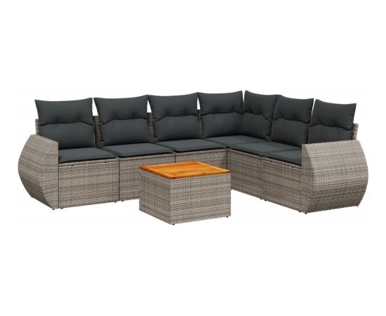 vidaXL 7-częściowy zestaw wypoczynkowy do ogrodu, z poduszkami, szary Dārza mēbeļu komplekti