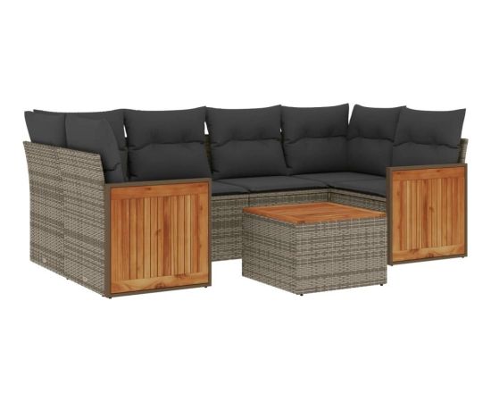 vidaXL 7-częściowy zestaw wypoczynkowy do ogrodu, z poduszkami, szary Dārza mēbeļu komplekti