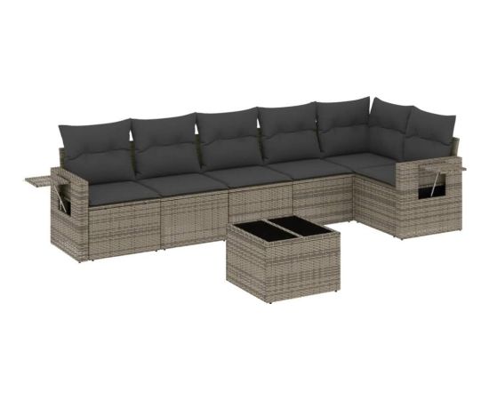 vidaXL 7-częściowy zestaw wypoczynkowy do ogrodu, z poduszkami, szary Dārza mēbeļu komplekti