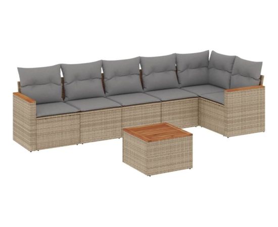 vidaXL 7-częściowy zestaw wypoczynkowy do ogrodu, z poduszkami, beżowy Dārza mēbeļu komplekti