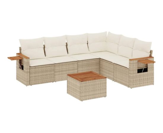 vidaXL 7-częściowy zestaw wypoczynkowy do ogrodu, z poduszkami, beżowy Dārza mēbeļu komplekti