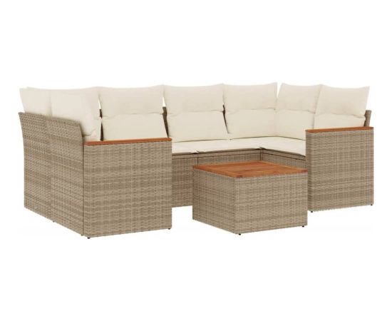 vidaXL 7-częściowy zestaw wypoczynkowy do ogrodu, z poduszkami, beżowy Dārza mēbeļu komplekti