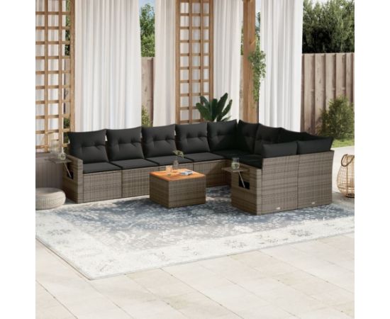 vidaXL 10-częściowy zestaw wypoczynkowy do ogrodu, z poduszkami, szary Dārza mēbeļu komplekti