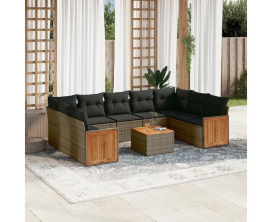 vidaXL 10-częściowy zestaw wypoczynkowy do ogrodu, z poduszkami, szary Dārza mēbeļu komplekti