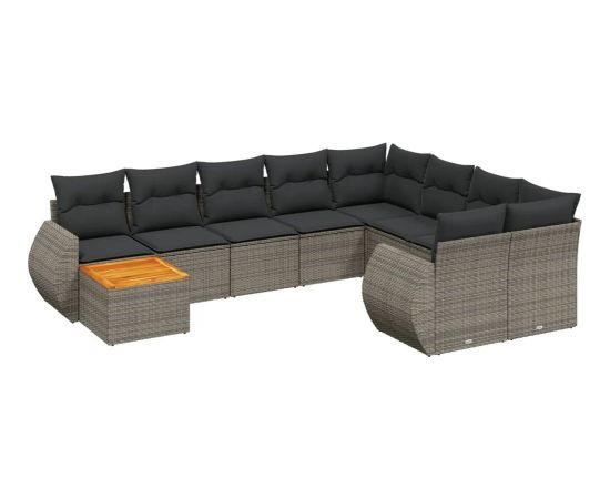 vidaXL 10-częściowy zestaw wypoczynkowy do ogrodu, z poduszkami, szary Dārza mēbeļu komplekti