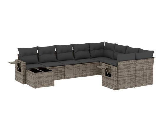 vidaXL 10-częściowy zestaw wypoczynkowy do ogrodu, z poduszkami, szary Dārza mēbeļu komplekti