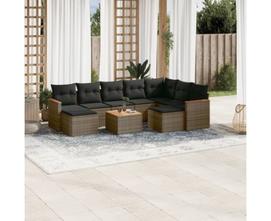 vidaXL 10-częściowy zestaw wypoczynkowy do ogrodu, z poduszkami, szary Dārza mēbeļu komplekti