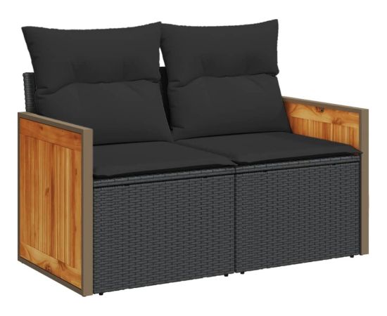 vidaXL 10-częściowy zestaw wypoczynkowy do ogrodu, poduszki czarny rattan PE Dārza mēbeļu komplekti