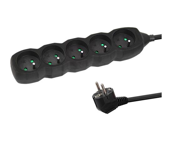 Esperanza ELK208K Power strip 5GN/3M Black Strāvas pagarinātāji