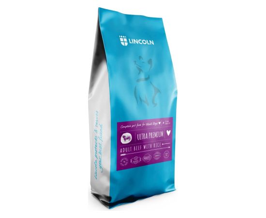 LINCOLN Ultra premium Adult Large and medium Beef with rice  - dry dog food - 12kg Suņu barība