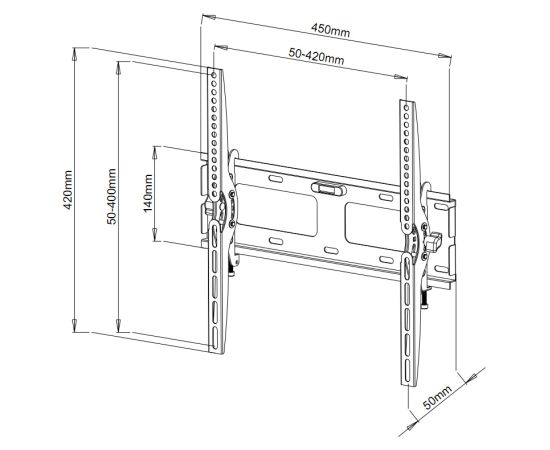 Techly 23-55" Wall Bracket for LED LCD TV Tilting" ICA-PLB 131M TV un monitoru stiprinājumi, kronšteini