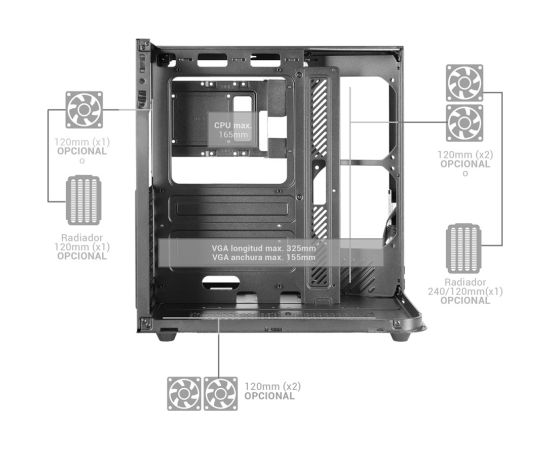 Tacens Mars Gaming MC-INFINIOLITE Midi Tower Black Datoru korpusi