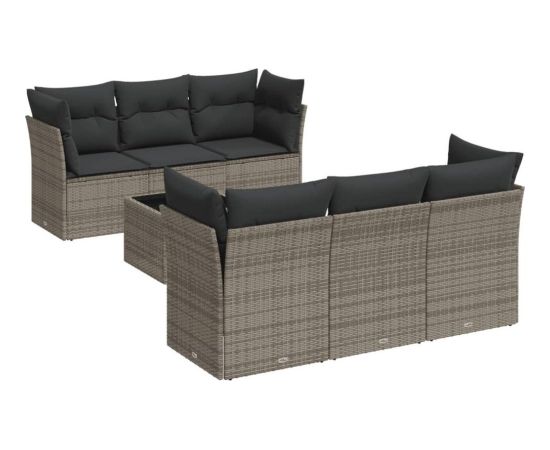 vidaXL 7-częściowy zestaw wypoczynkowy do ogrodu, z poduszkami, szary Dārza mēbeļu komplekti