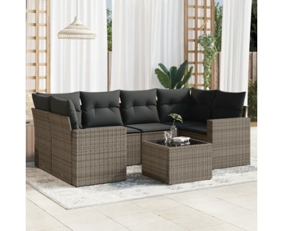 vidaXL 7-częściowy zestaw wypoczynkowy do ogrodu, z poduszkami, szary Dārza mēbeļu komplekti